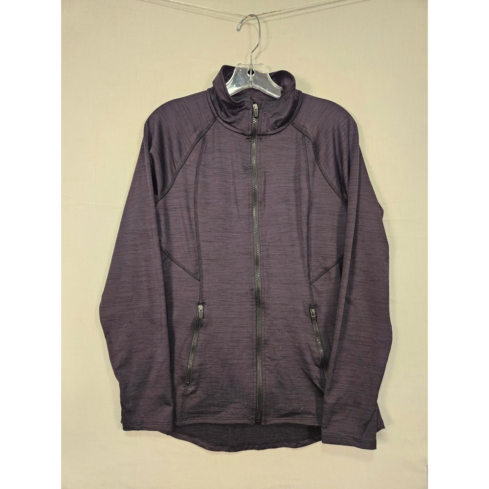 RBX Women Purple Space Dye Full Zip Active Jacket Mock Neck Thumbholes Size M